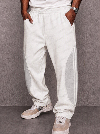 Casual Striped Patchwork Drawstring Pants