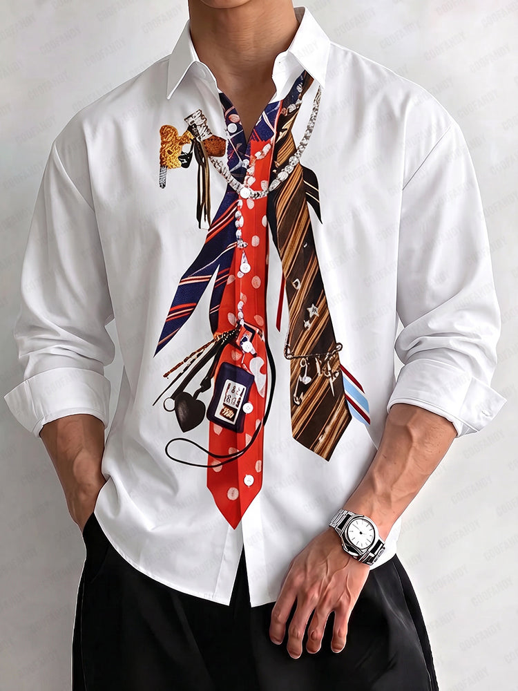 Trendy Casual Tie Printed 100% Cotton Shirt