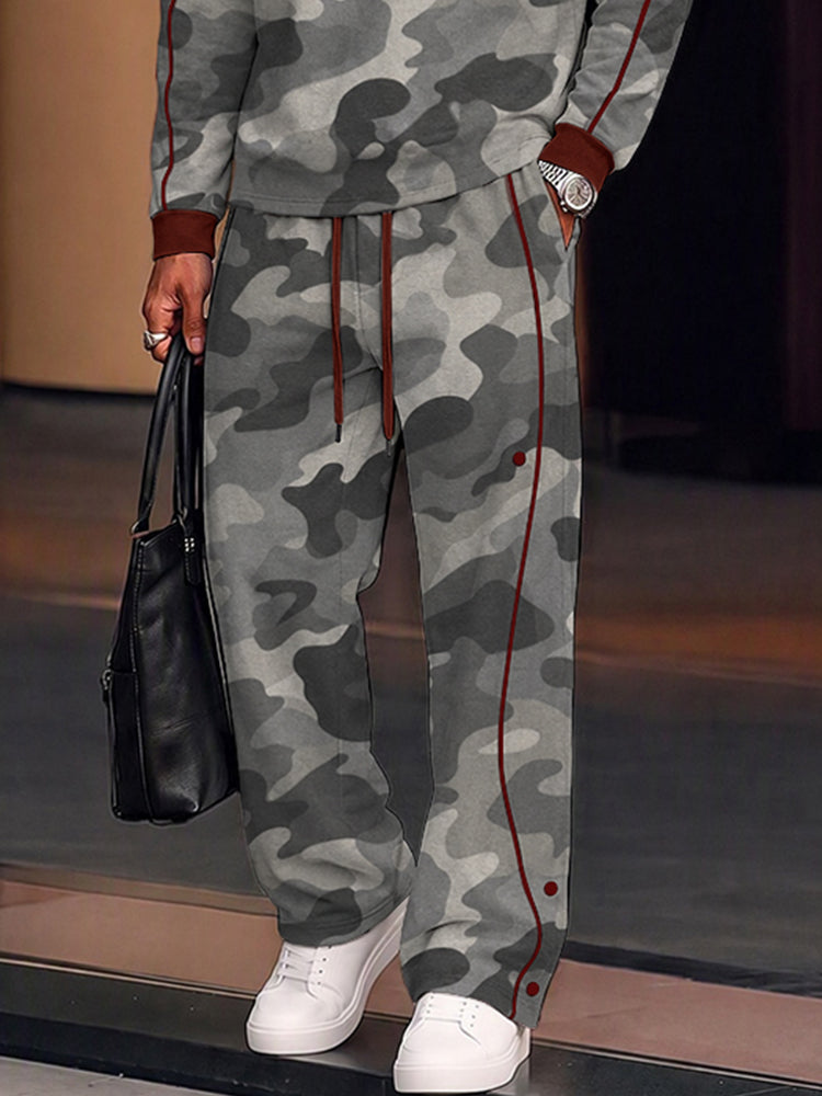 Urban Athleisure Camo Print Sweatshirt Set