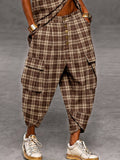 Vintage Streetwear Plaid Cargo Harem Pants
