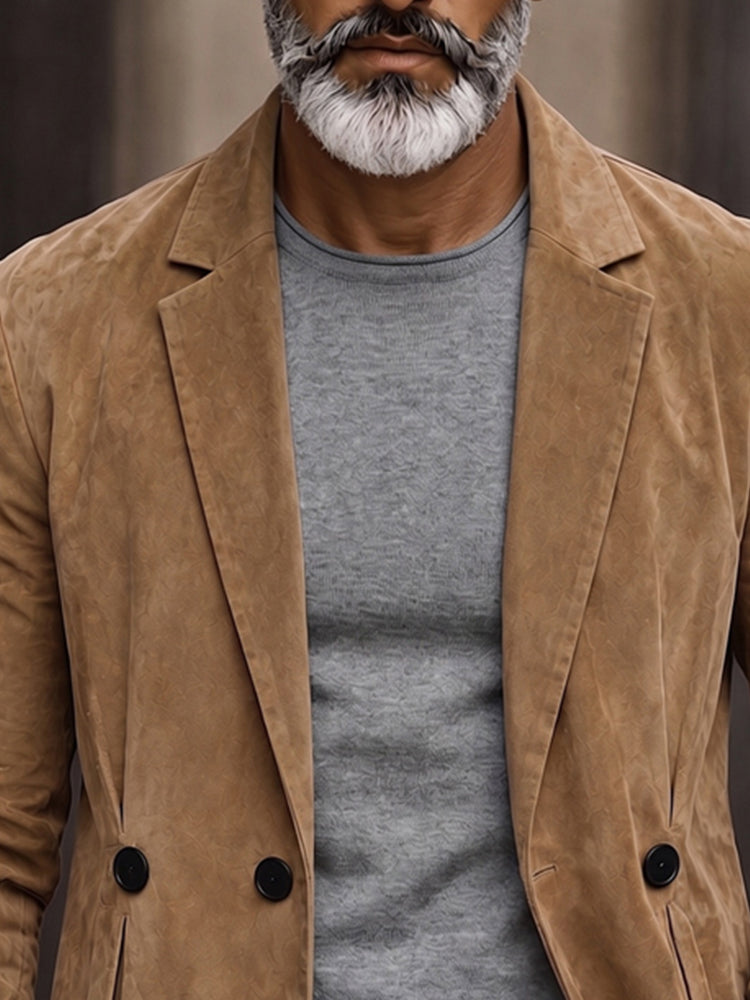 Vintage Single-Breasted Faux Suede Blazer