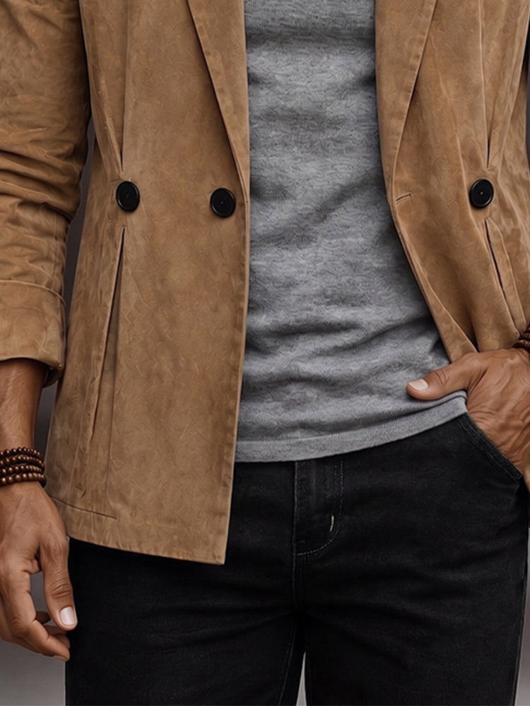 Vintage Single-Breasted Faux Suede Blazer