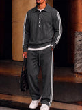 Vintage Printed Contrast Trim Sports Set