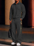 Casual Camo Patchwork Fleece Sweatshirt Set