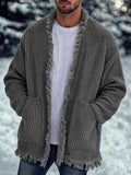 Casual Loose Fringe Trim Knit Cardigan