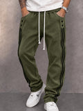 Casual Faux Suede Side Stripe Jogger Pants