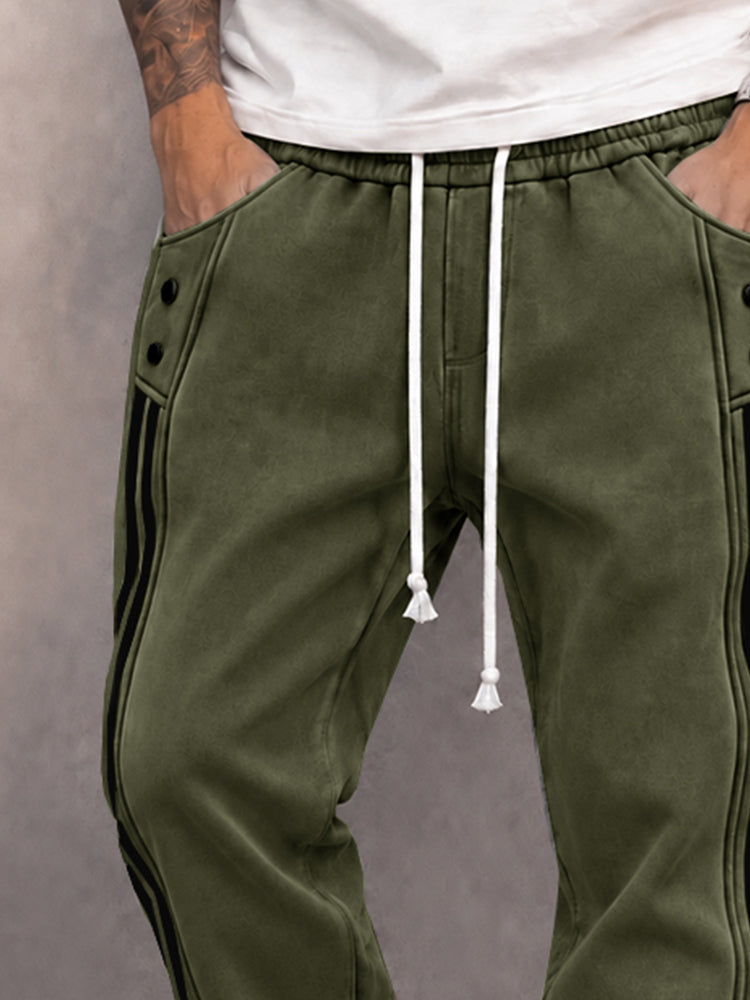 Casual Faux Suede Side Stripe Jogger Pants