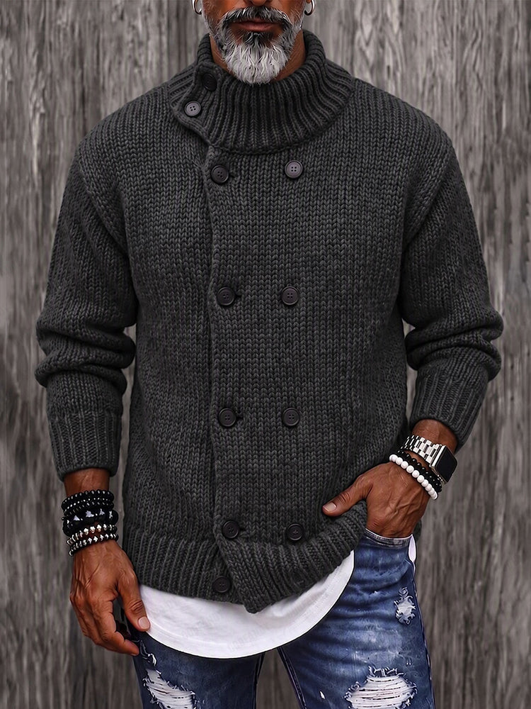 Timeless Double-Breasted Turtleneck Sweater