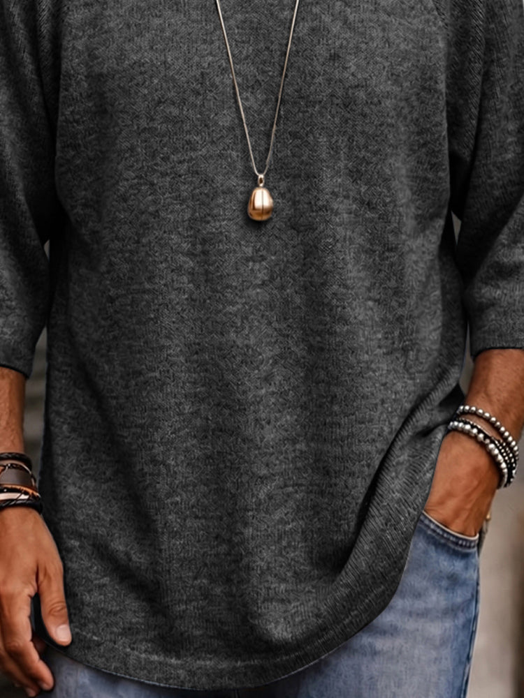 Casual Colorblock Striped 3/4 Sleeve Knit T-Shirt