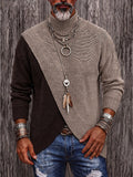 Stylish Two-Tone Ribbed Turtleneck Sweater