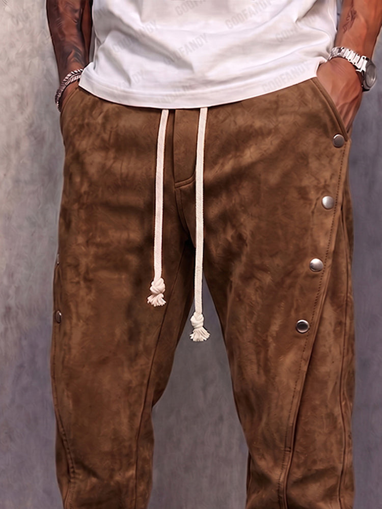 Elevated Casual Button Detail Suede Pants