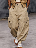 Urban Streetwear Faux Suede Cargo Joggers