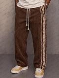 Casual Tribal Print Panel Corduroy Drawstring Pants
