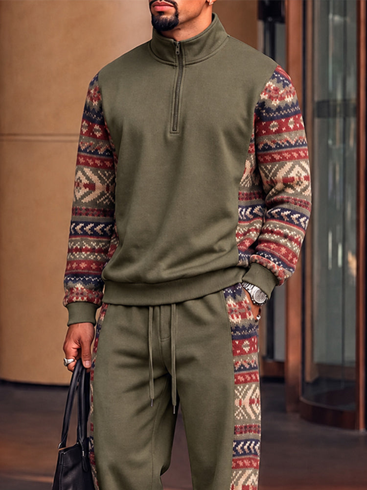 Fashion Sporty Tribal Print Trim Co-ord Set
