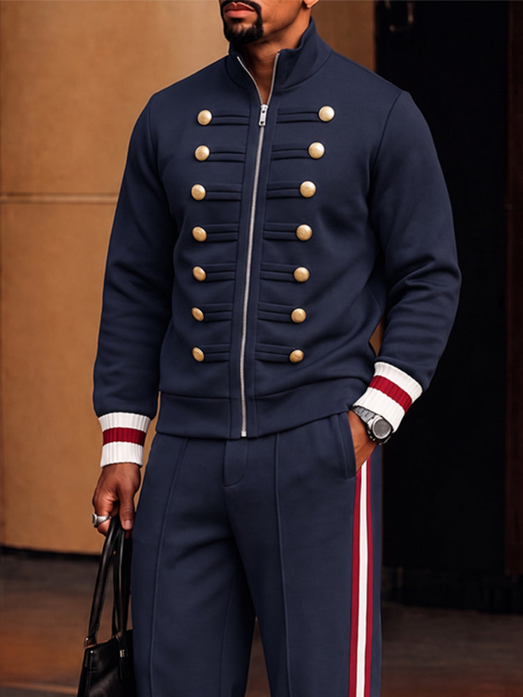 Military Style Gold Button Detail Tracksuit