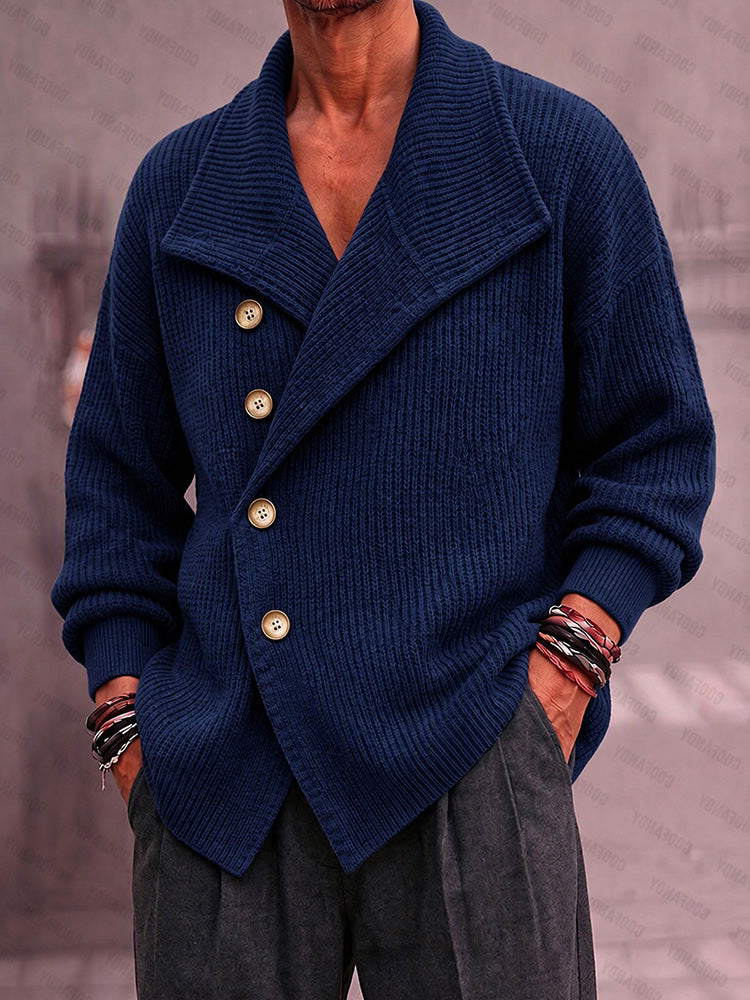Chunky Shawl Collar Button Knit Cardigan