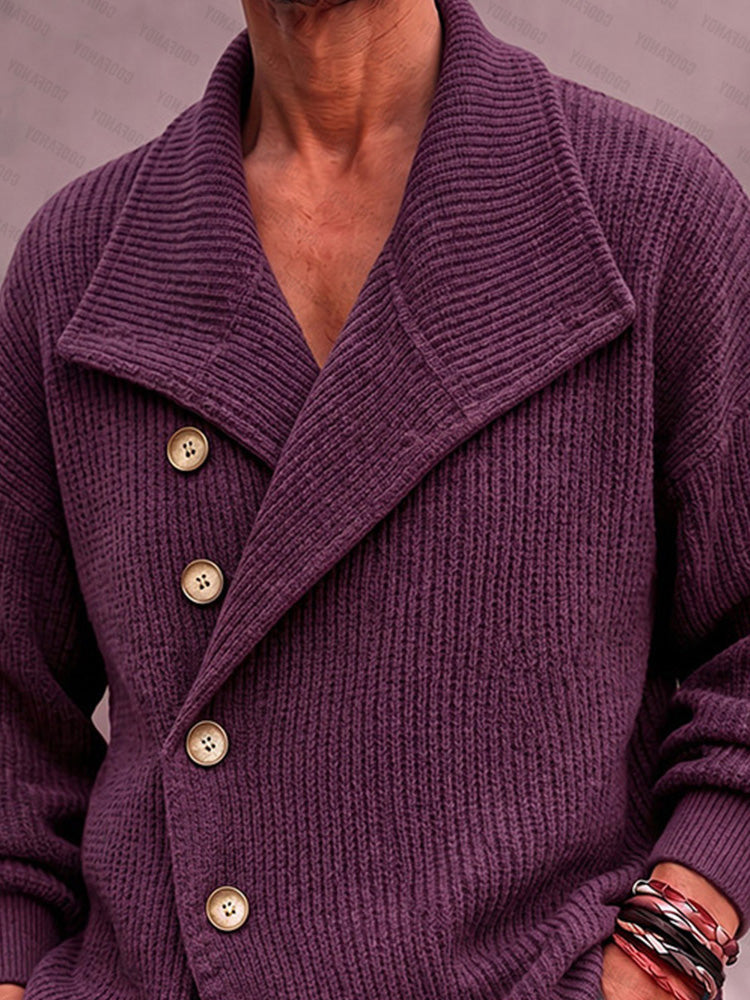 Chunky Shawl Collar Button Knit Cardigan
