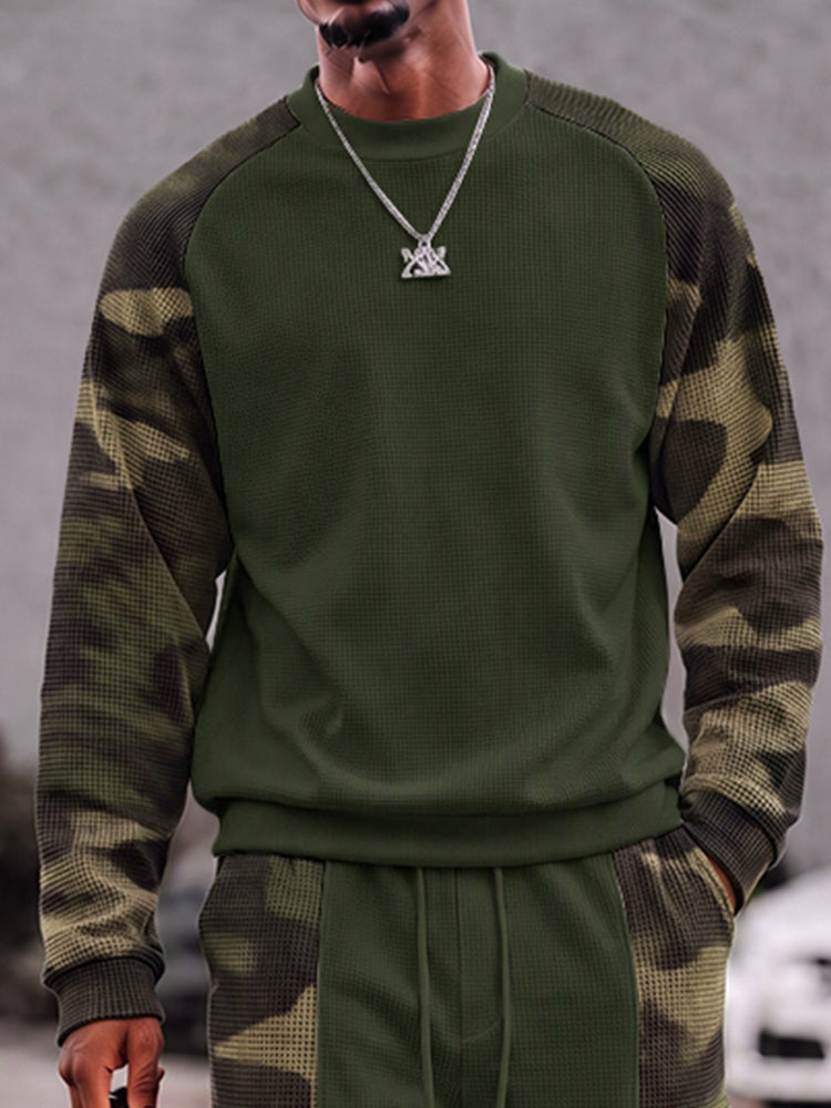 Street Style Camo Panel Waffle Sports Set