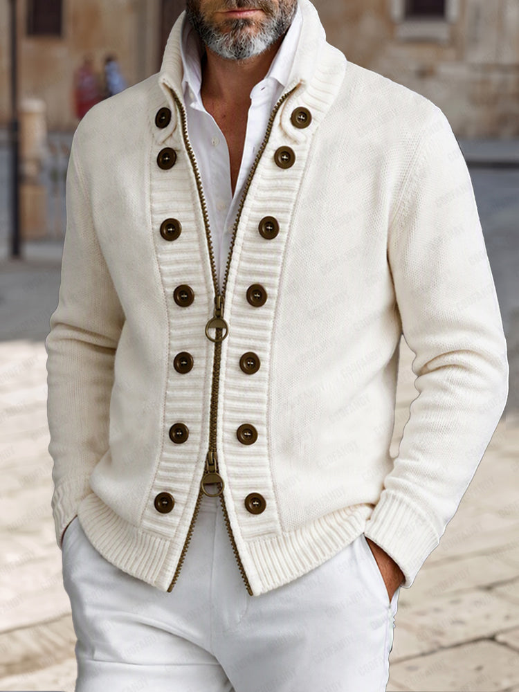 Comfy Two-way Zipper High Collar Cardigan