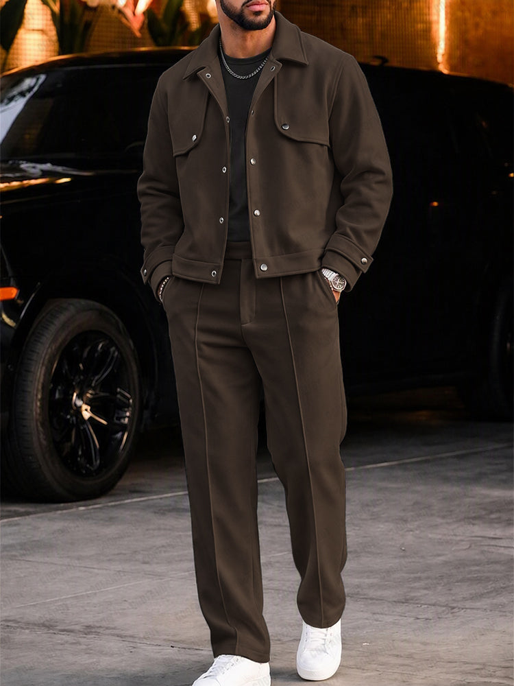 Modern Faux Suede Snap Button Matching Set