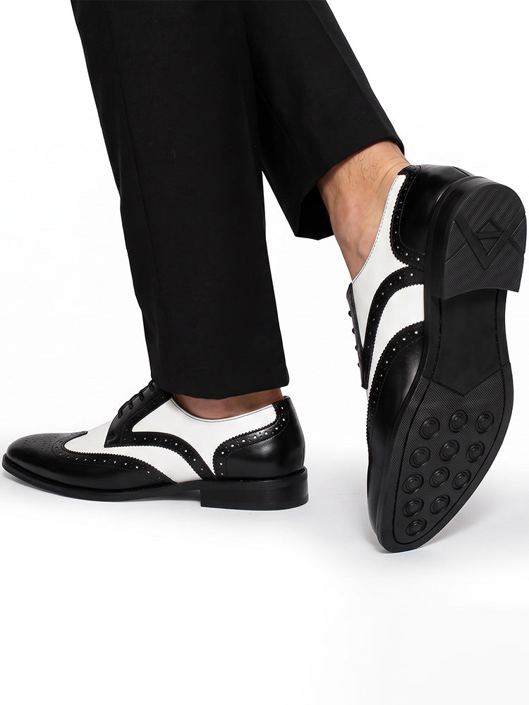 Two-Tone Wingtip Brogue Derby Dress Shoes