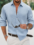 Embossed Jacquard Long Sleeve Button-Down Shirt