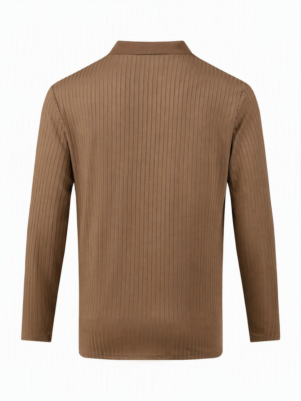 Casual Long Sleeve Ribbed Knit Polo Shirt
