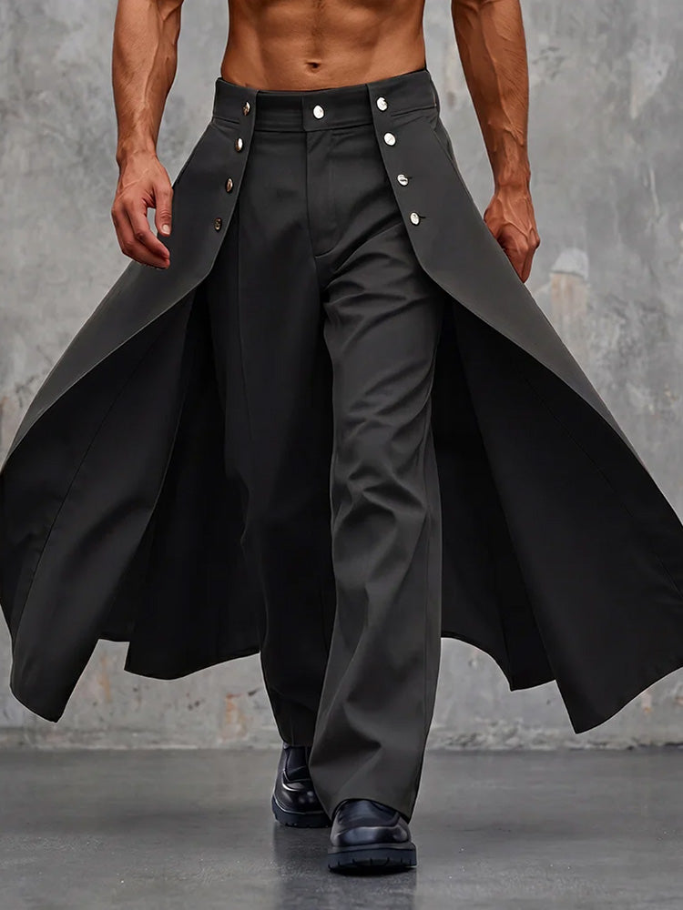 Avant-Garde Faux Two-Piece Skirt Overlay Pants