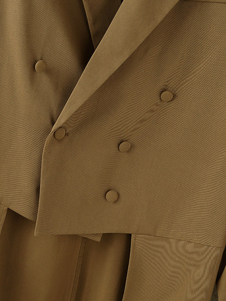 Designer Faux Two-Piece Long Suit Overcoat