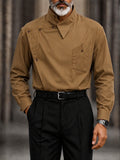 Avant-Garde Asymmetrical Collar Diagonal Placket Shirt