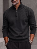 Quarter Zip Mock Neck Raglan Sleeve Knit Sweater