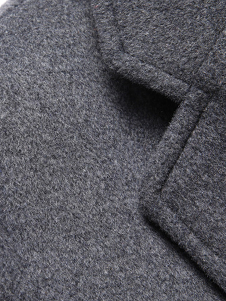 Faux Two-Piece Hooded Wool Blend Overcoat
