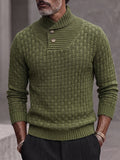 Men's Shawl Mock Neck Textured Knit Pullover Sweater