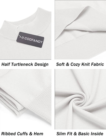 (Us Only)  Turtleneck Basic Slim Fit Knitted Short Sleeve Sweater